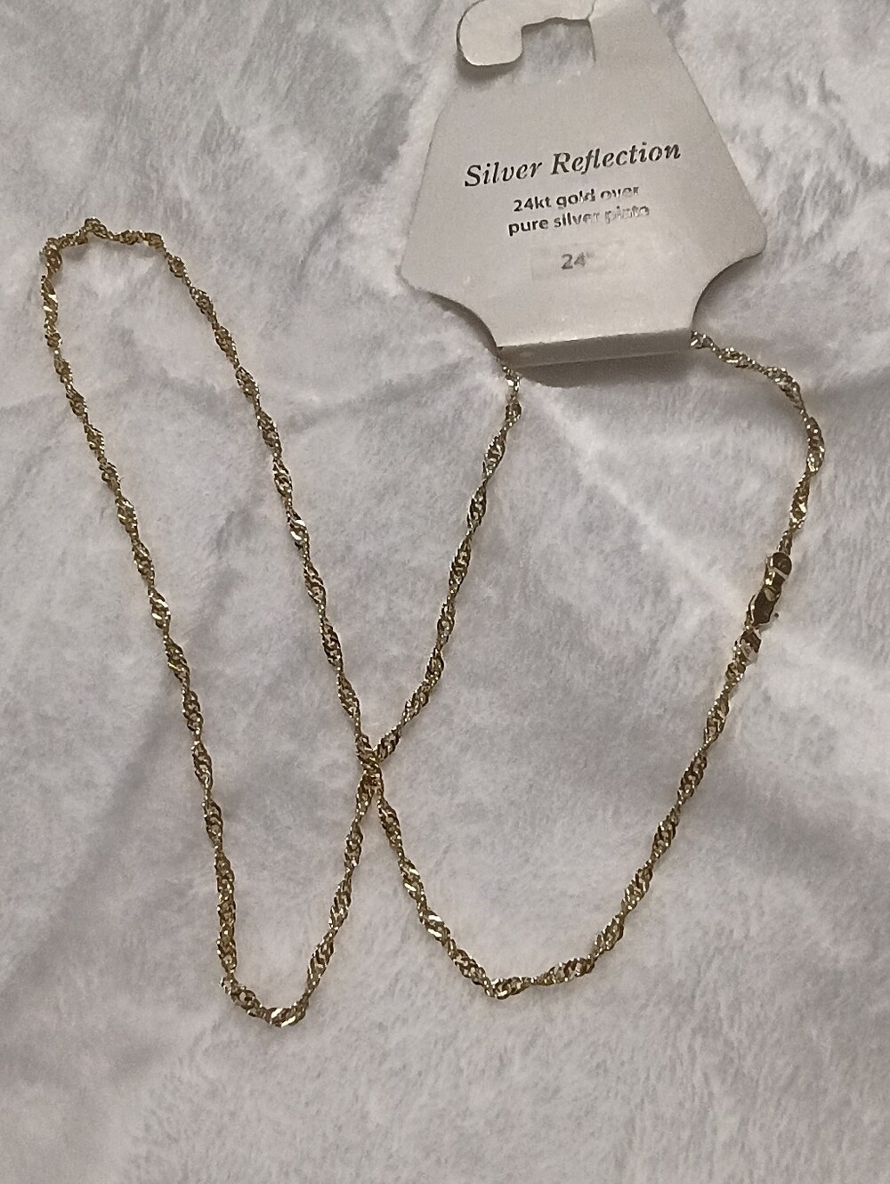 Gold-Tone Twisted Rope Necklace 24k Gold Over Silver 24 Inches Long